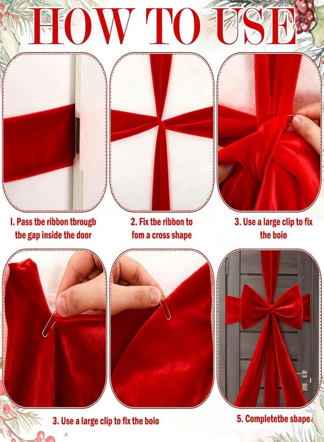 Suncalla 23.6 x 31.5 Inch Extra Large Red Velvet Christmas Bow with 30 ft Ribbon for Front Door Christmas Giant Wreath Cover for Tree Fireplace Indoor Outdoor Party Supplies Xmas Party Decorations - Image 3